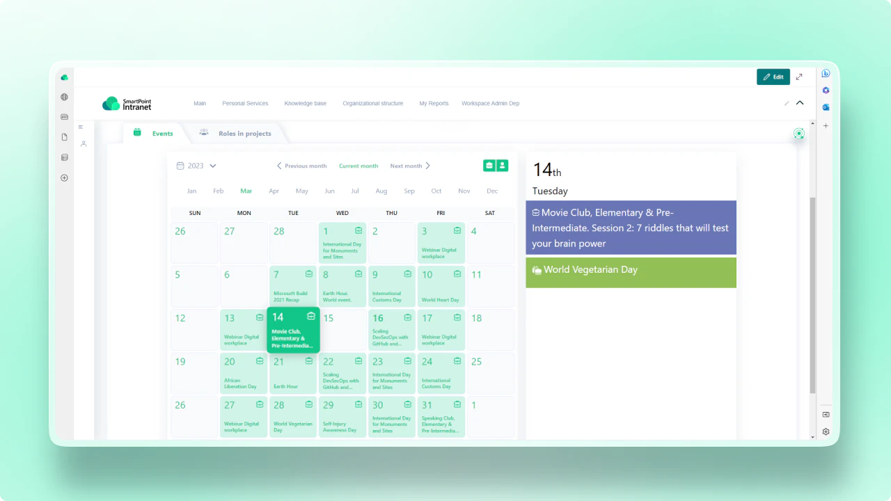 screenshot of SmartPoint Intranet